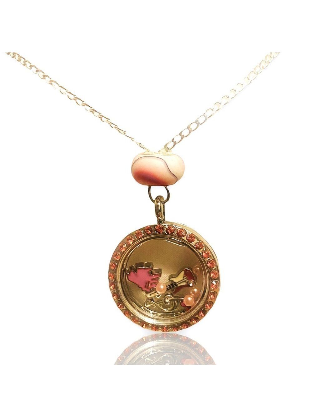 MUSIC LOVER boutique charm circle locket pendant necklace + FREE CHARM EXTRAS!